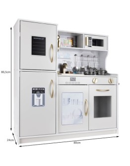 Дървена кухня за деца бяла с LED осветление звук и аксесоари